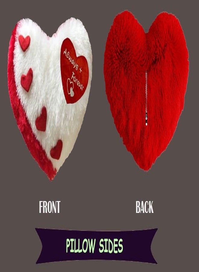 PICKKART Love Cushion Pillow Heart Shape, Always + Forever Embroidered Quote (White) - Image 3